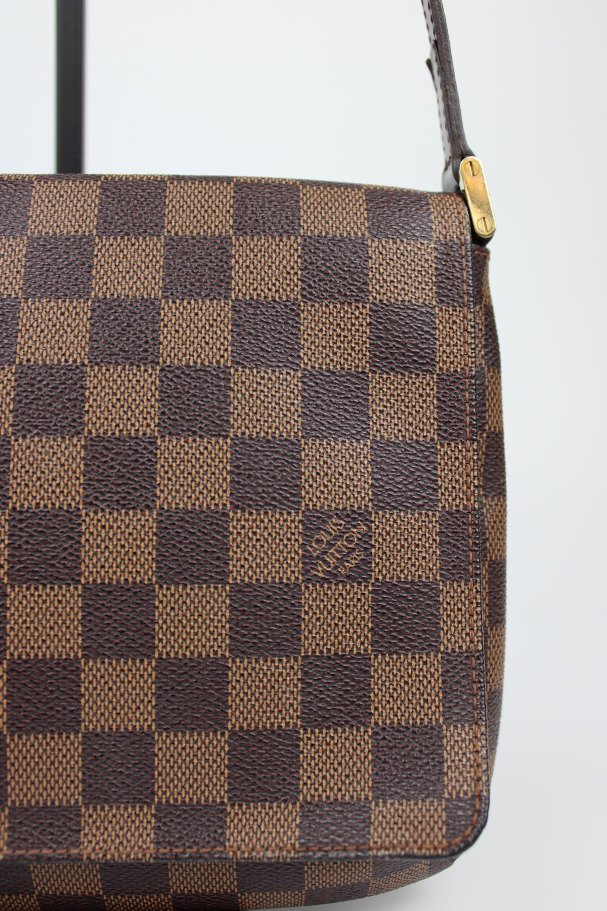 Pre-owned Louis Vuitton Damier Ebene Musette Tango Shoulder Bag 2002