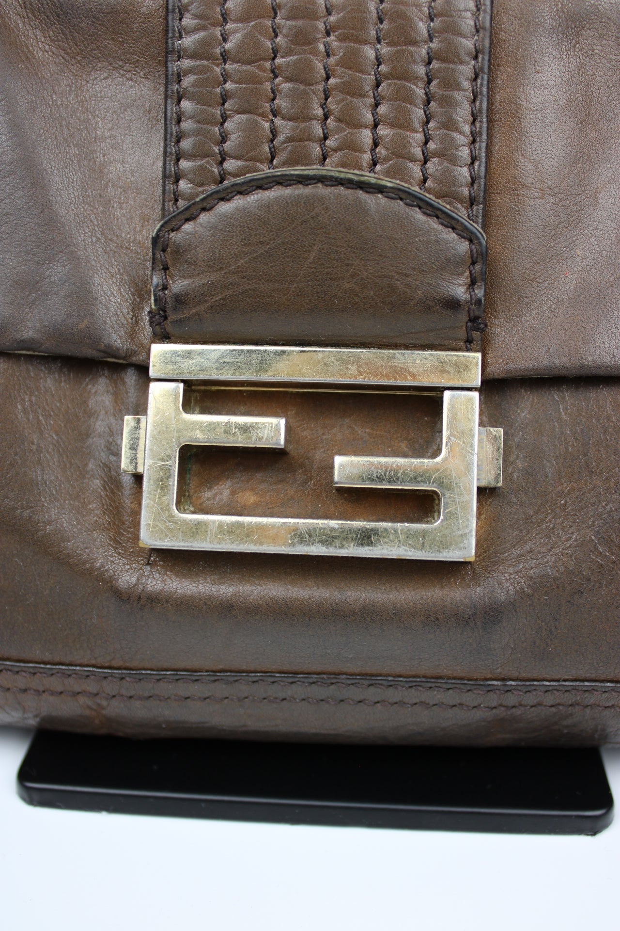Fendi Leather 2-Way Chain Strap Baguette Bag