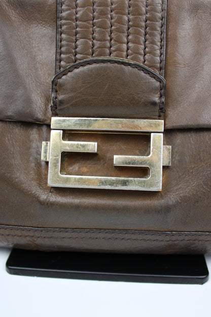 Fendi Leather 2-Way Chain Strap Baguette Bag