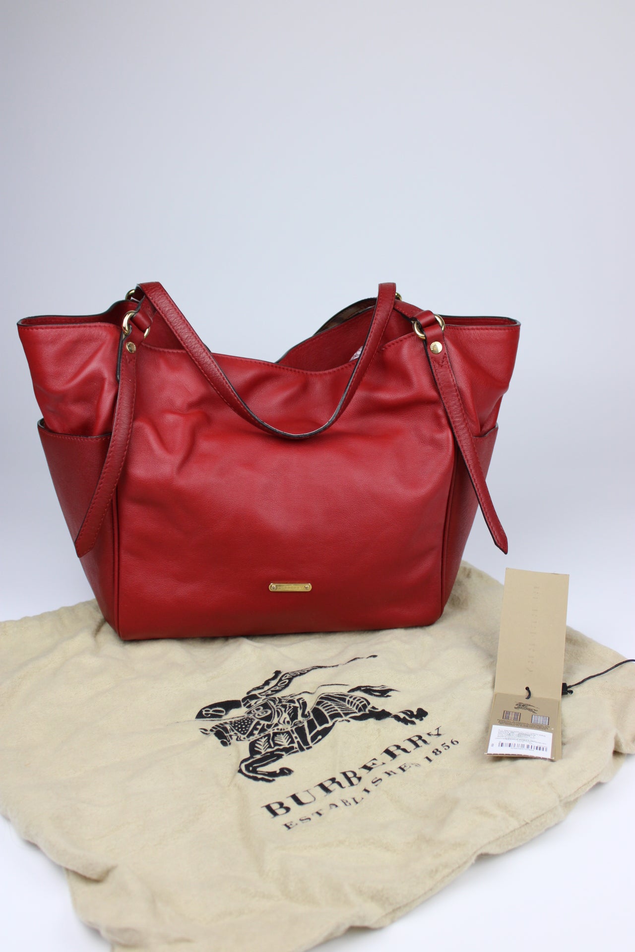 Burberry Leather Canterbury Tote Bag Red