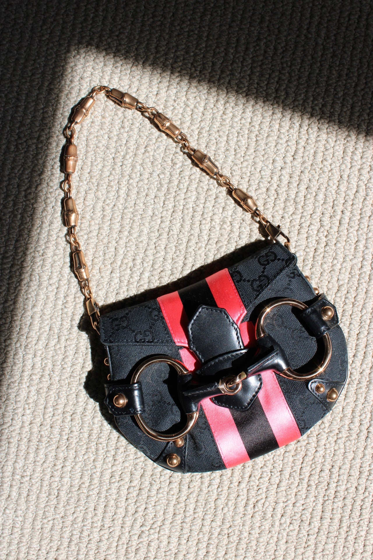 Gucci Monogram Horsebit Mini Pochette Bag