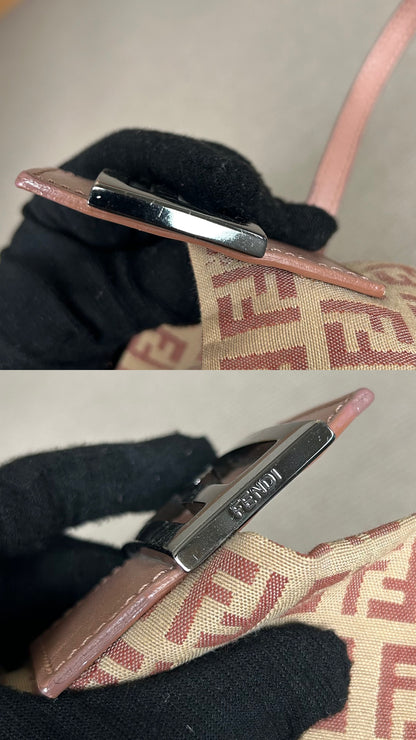 Pre-owned Fendi Zucchino Mini Baguette Bag