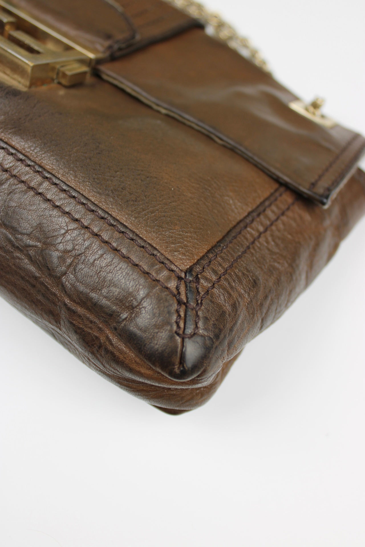 Fendi Leather 2-Way Chain Strap Baguette Bag