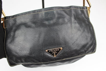 Pre-owned Prada Leather Navy Shoulder Pochette Bag