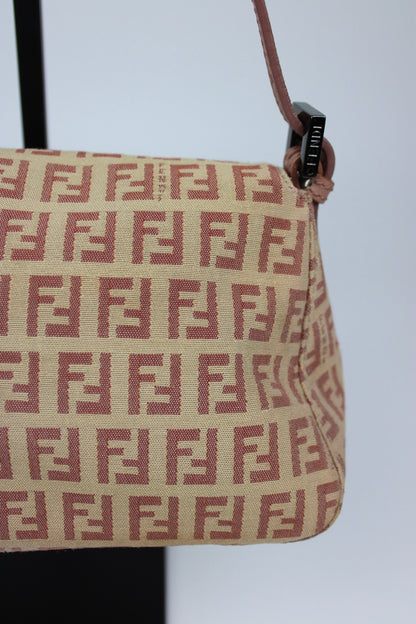 Pre-owned Fendi Zucchino Mini Baguette Bag