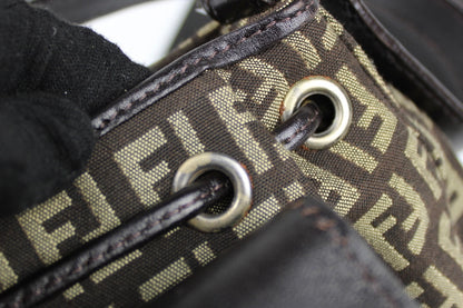 Fendi Zucchino Drawstring Baguette Bag