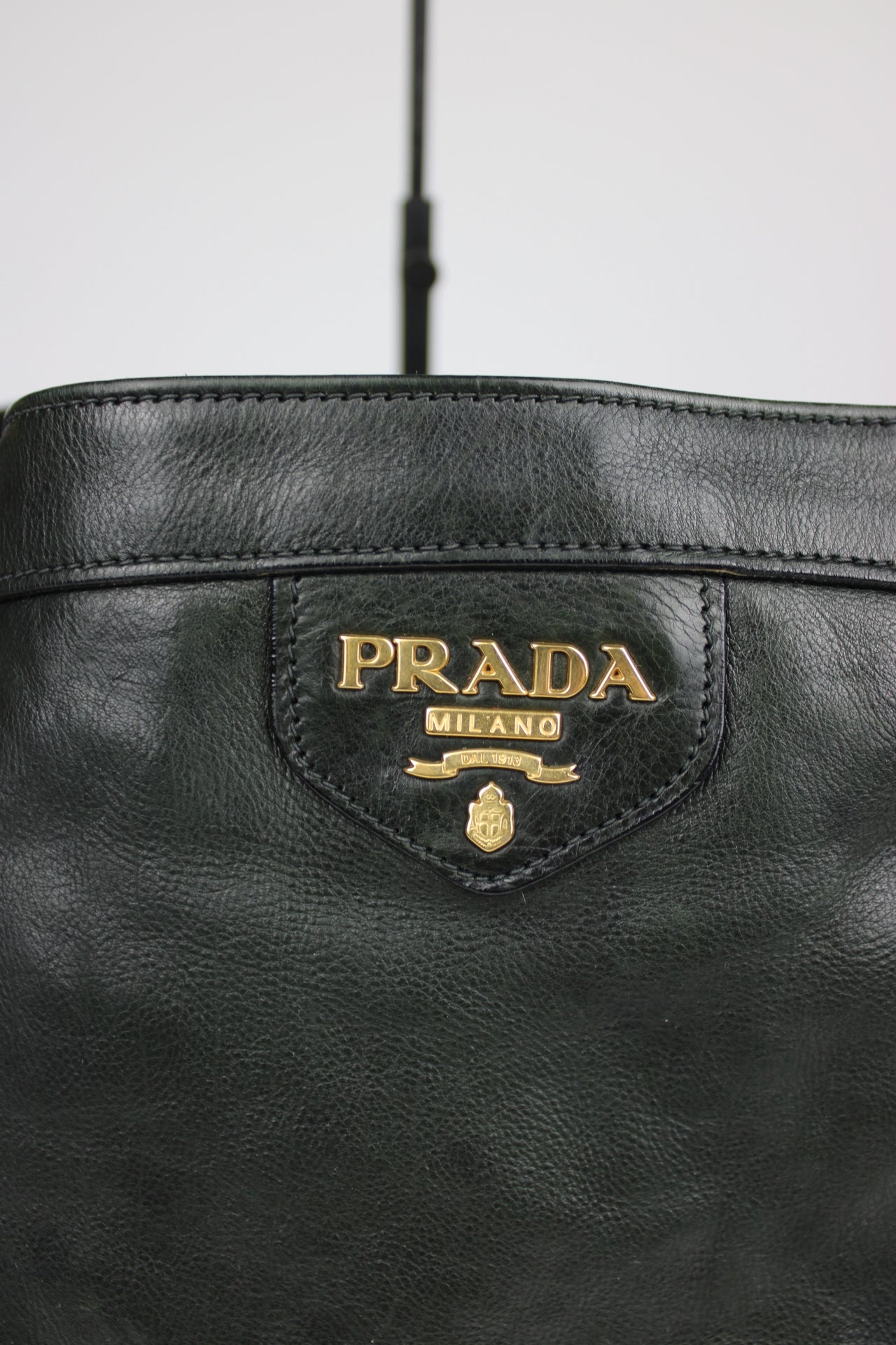 Prada Glacé Calfskin Leather Dark Green Hobo Bag 2007