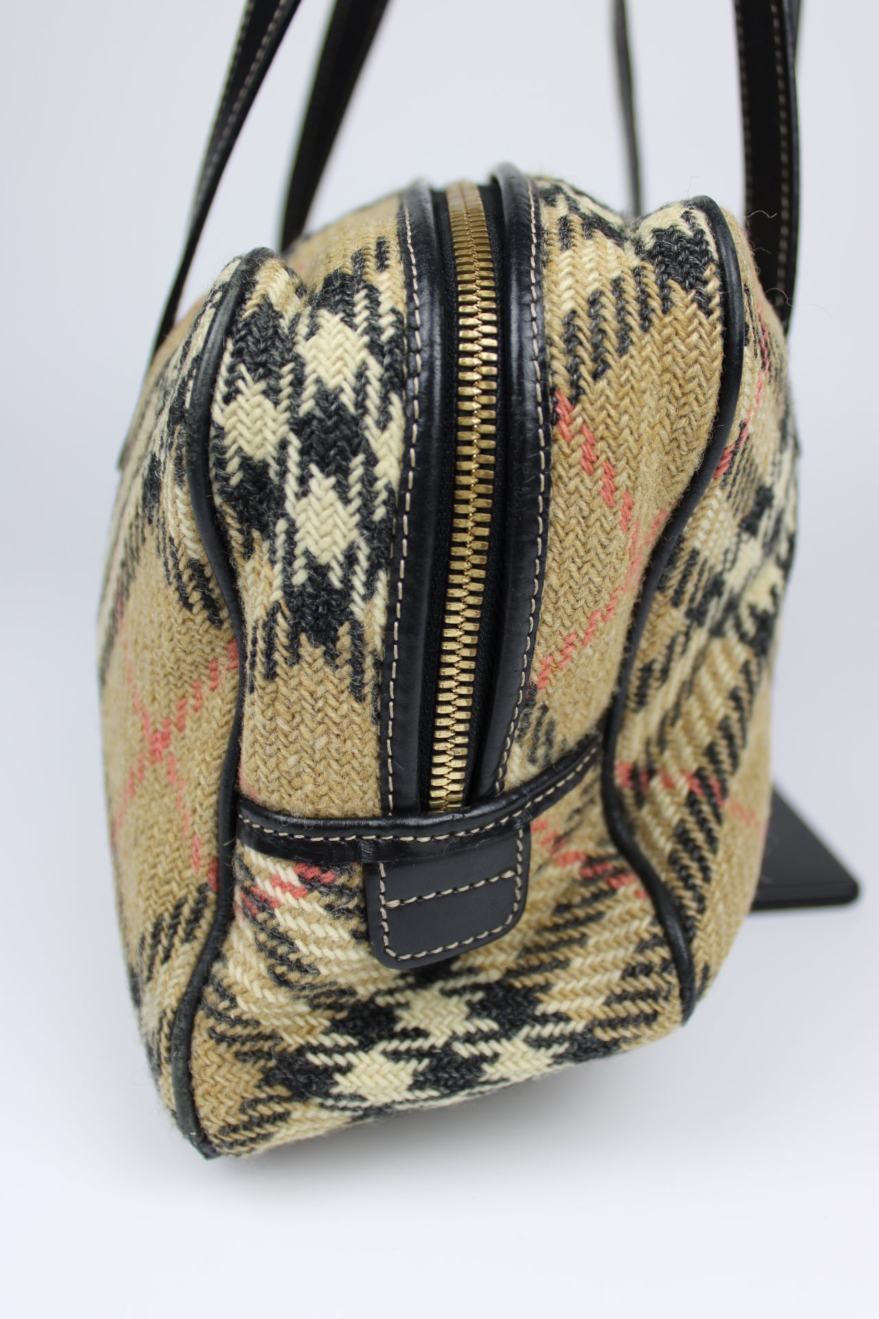 Burberry Nova Check Wool Shoulder Bag