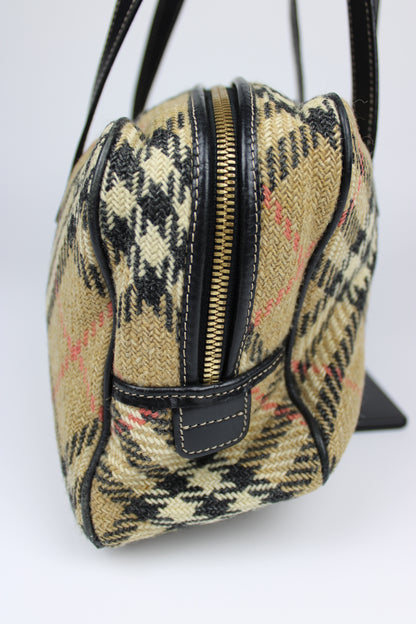 Burberry Nova Check Wool Shoulder Bag