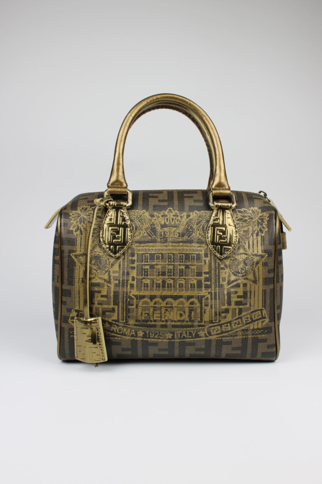 Fendi Zucca Spalmati Palazzo Print Boston Bag 2007