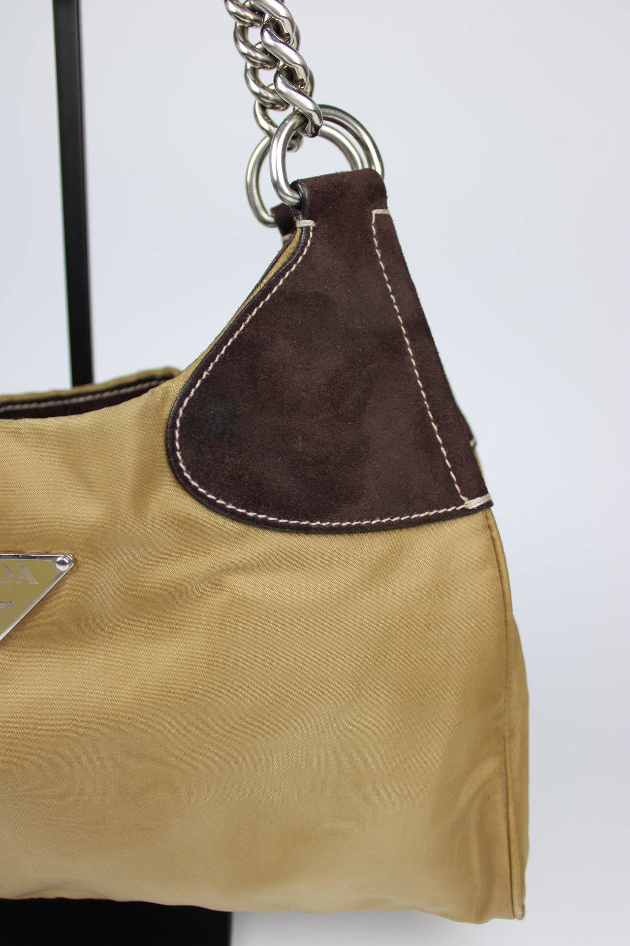 Prada Nylon Chain Strap Hobo Bag