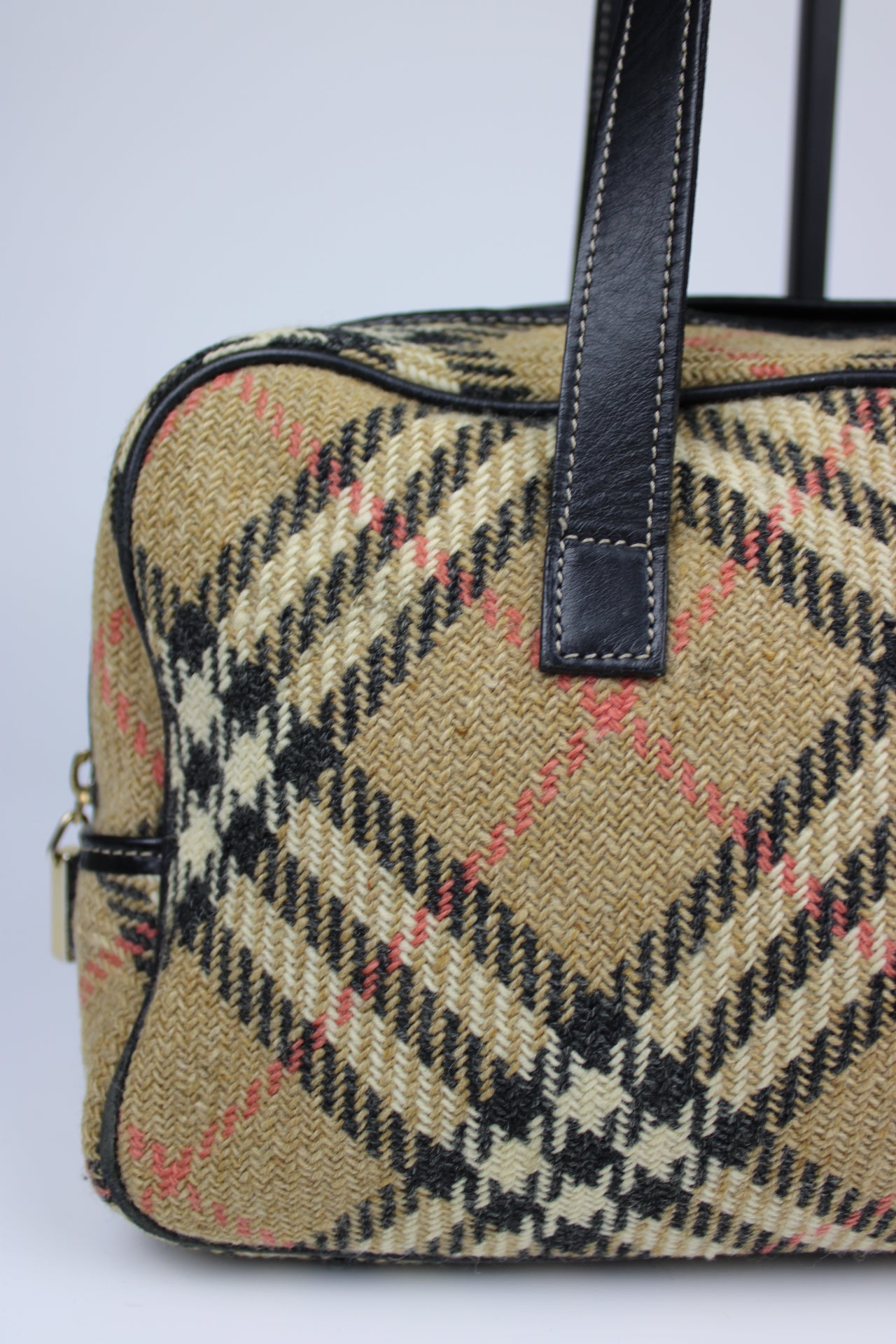 Burberry Nova Check Wool Shoulder Bag