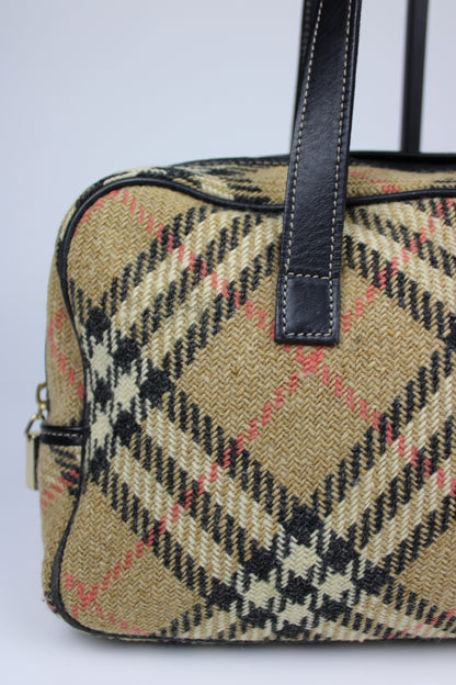 Burberry Nova Check Wool Shoulder Bag