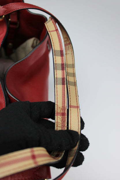 Burberry Leather Canterbury Tote Bag Red