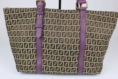 Pre-owned Fendi Zucchino Charm Tote Bag