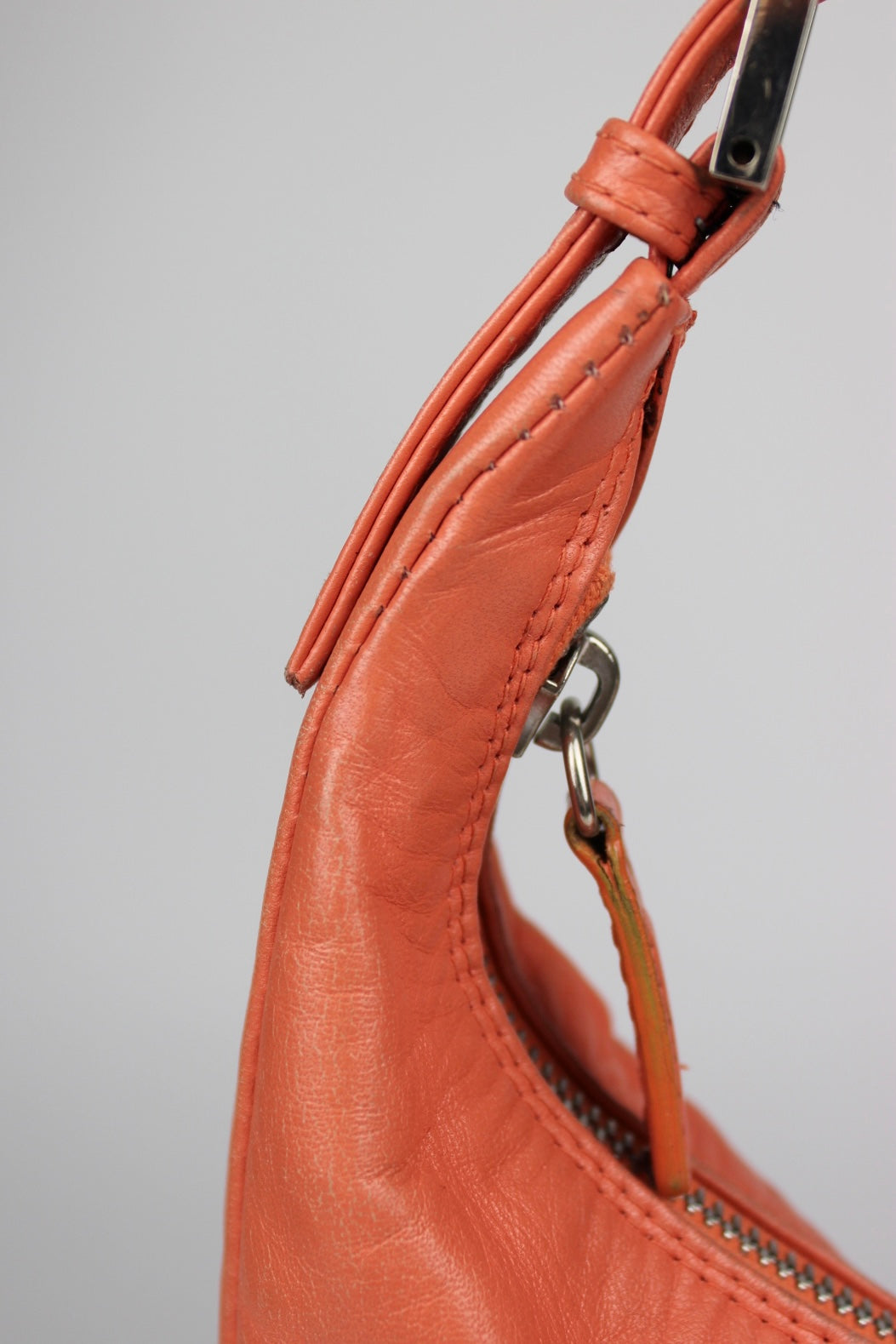 Fendi Leather Croissant Baguette Bag Coral