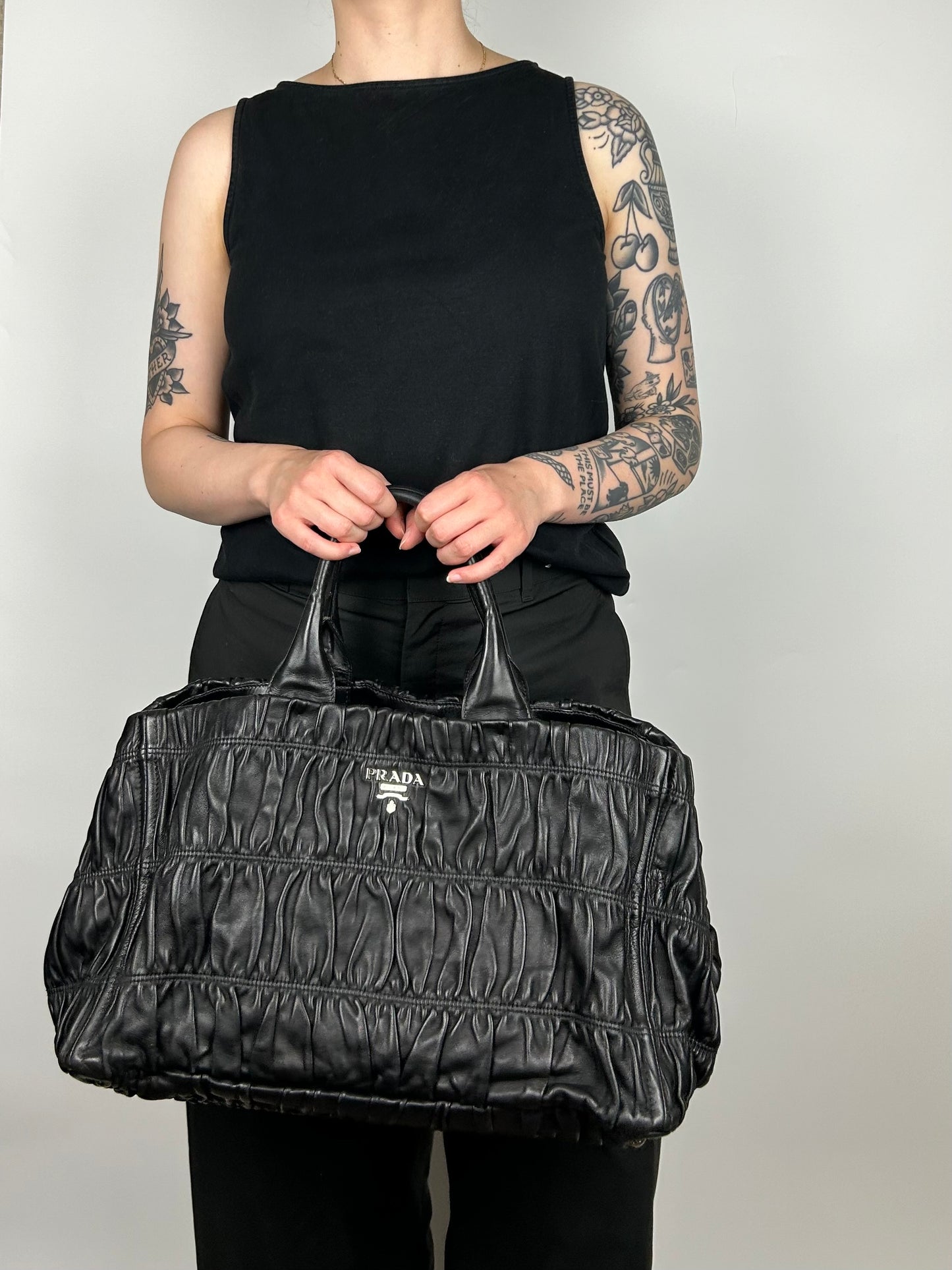 Prada Gaufre Nappa Leather Hobo Tote Bag