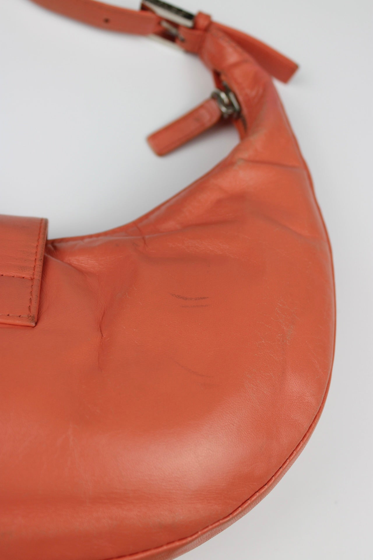 Fendi Leather Croissant Baguette Bag Coral