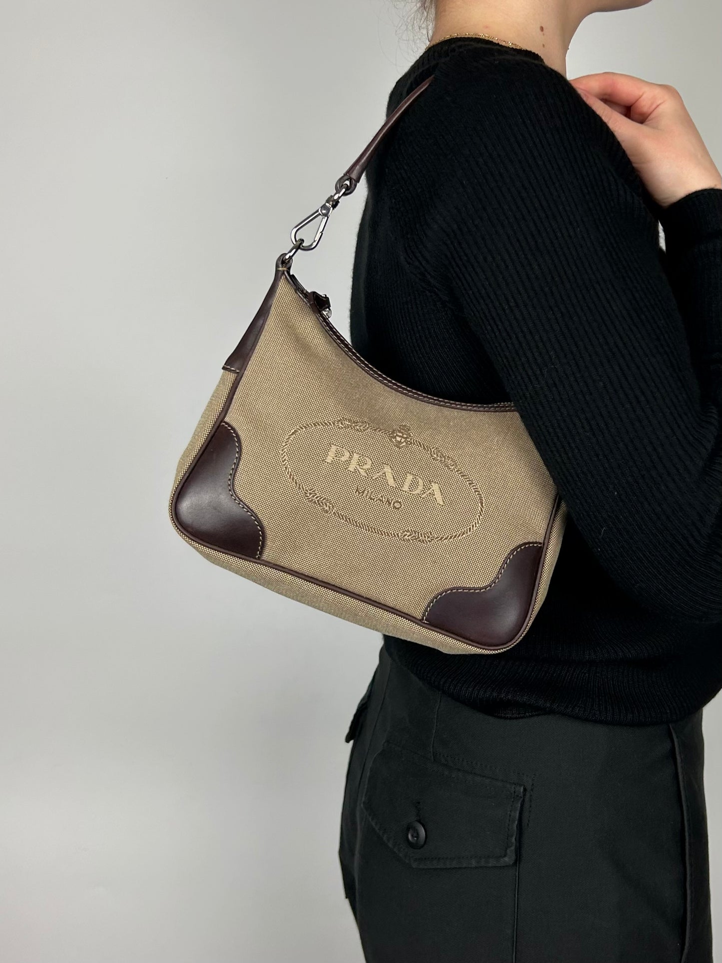 Prada Canvas Mini Hobo Bag