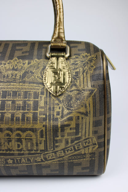 Fendi Zucca Spalmati Palazzo Print Boston Bag 2007