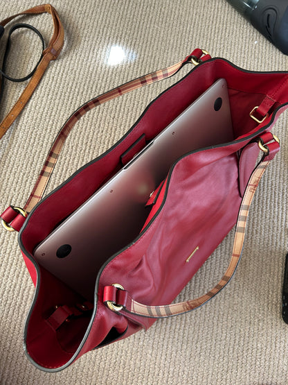 Burberry Leather Canterbury Tote Bag Red