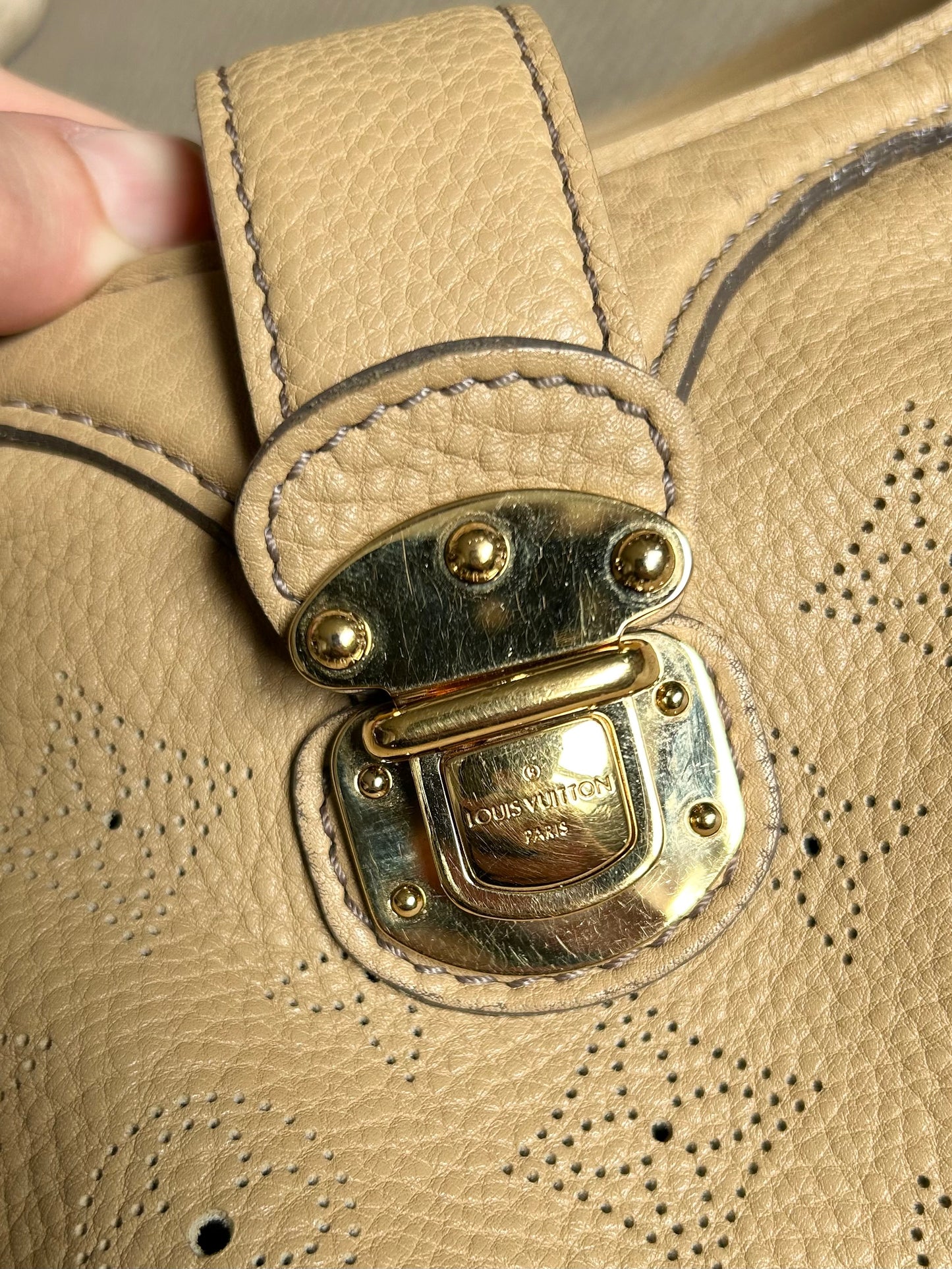 Louis Vuitton Leather Mahina Biscuit Monogram 2-Way Bag 2009