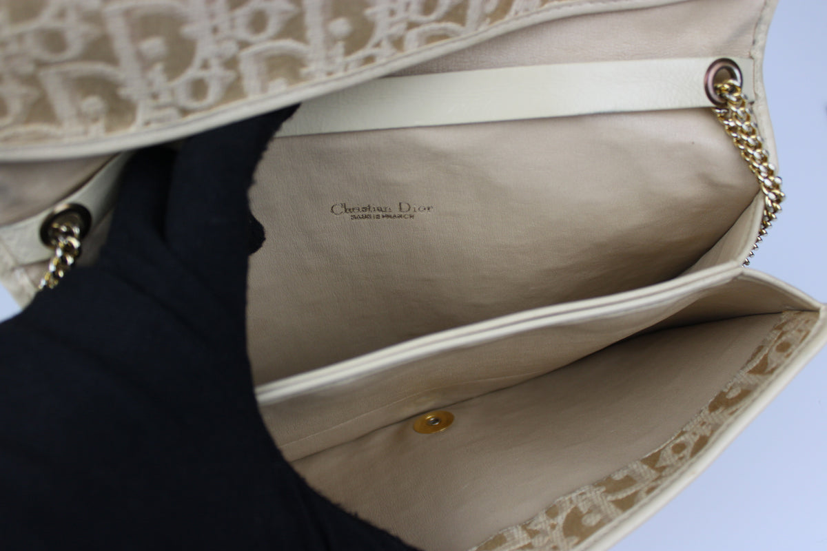 Pre-owned Dior Monogram Oblique Canvas Chain Strap Bag 1980s