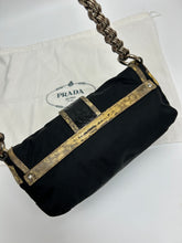 Load image into Gallery viewer, Prada Nylon &amp; Exotic Leather Baguette Shoulder Bag
