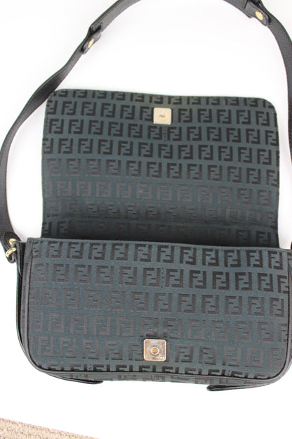 Pre-owned Fendi Zucchino Flap Shoulder Bag