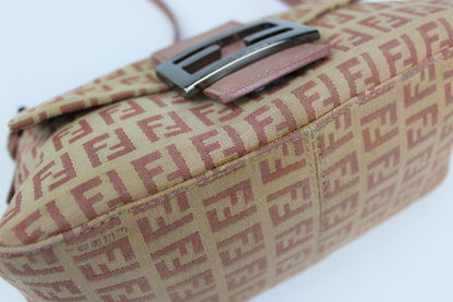 Pre-owned Fendi Zucchino Mini Baguette Bag