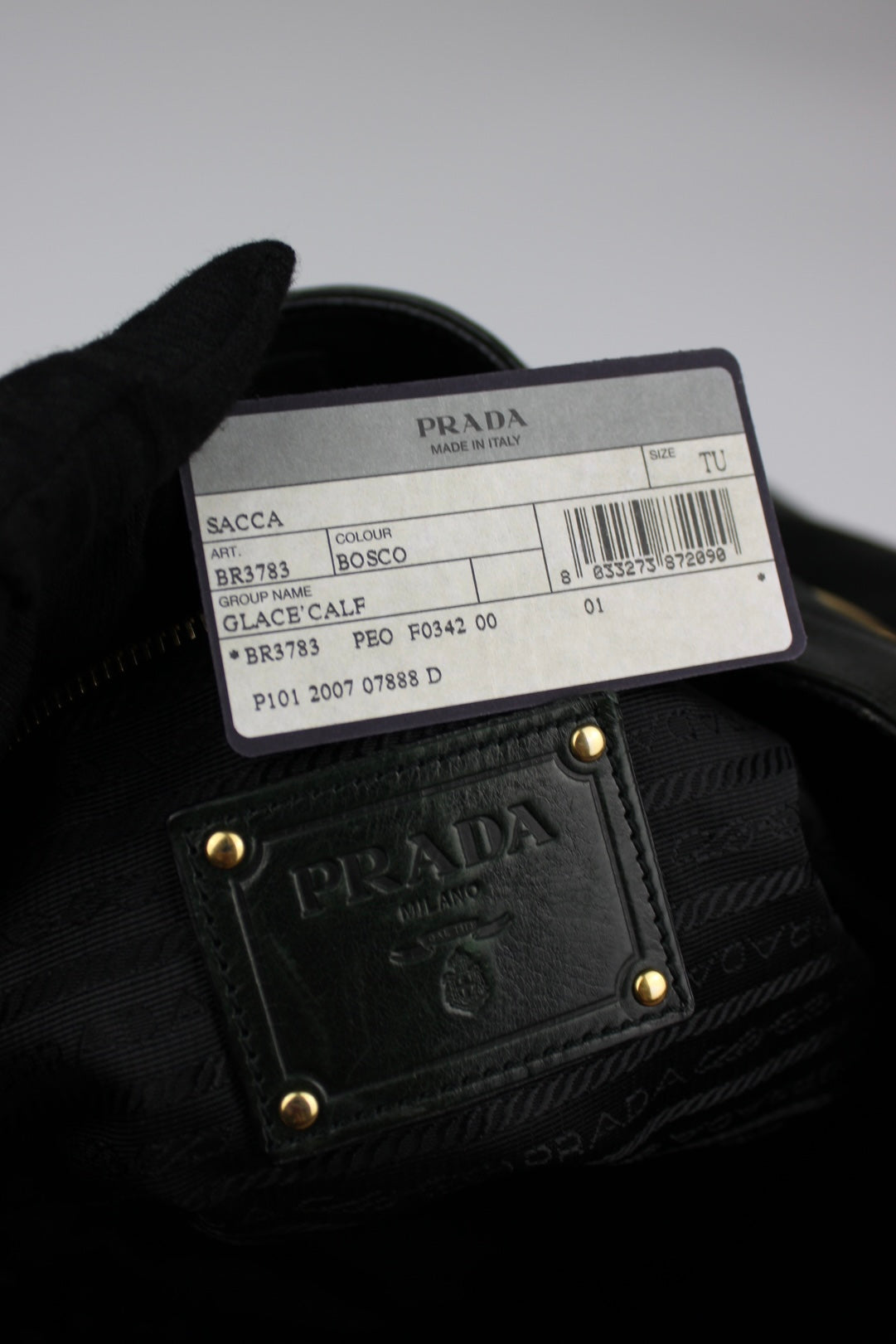 Prada Glacé Calfskin Leather Dark Green Hobo Bag 2007
