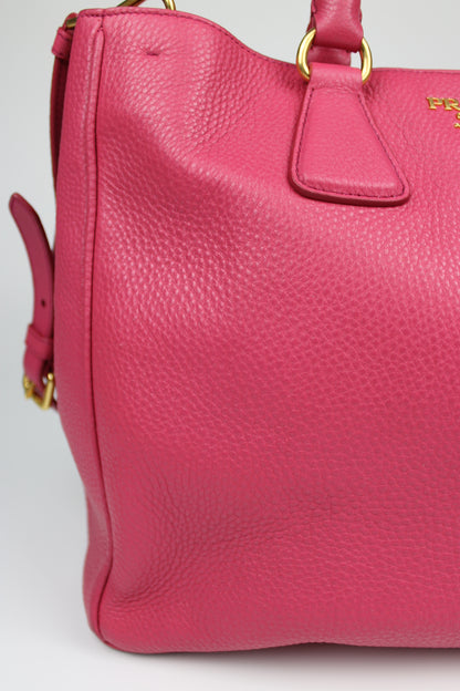 Prada Vitello Daino 2-Way Pink Tote Bag