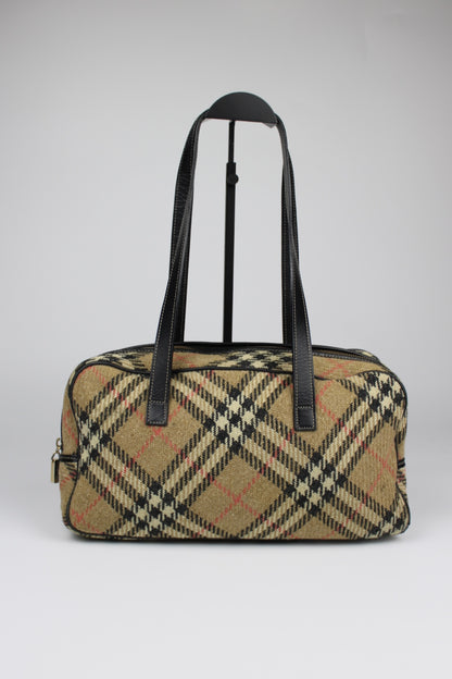 Burberry Nova Check Wool Shoulder Bag