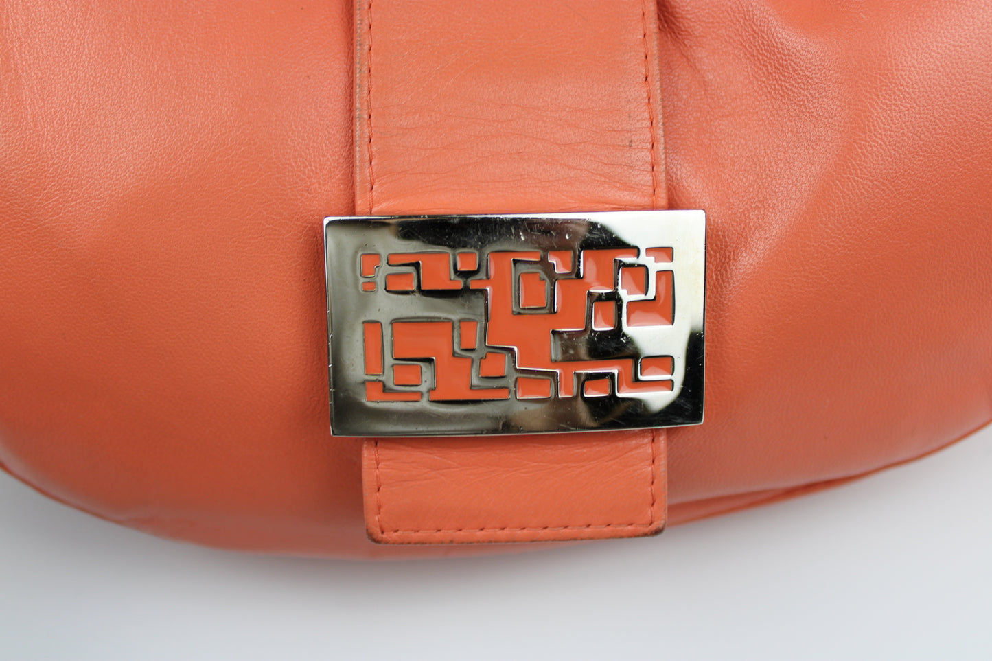 Fendi Leather Croissant Baguette Bag Coral
