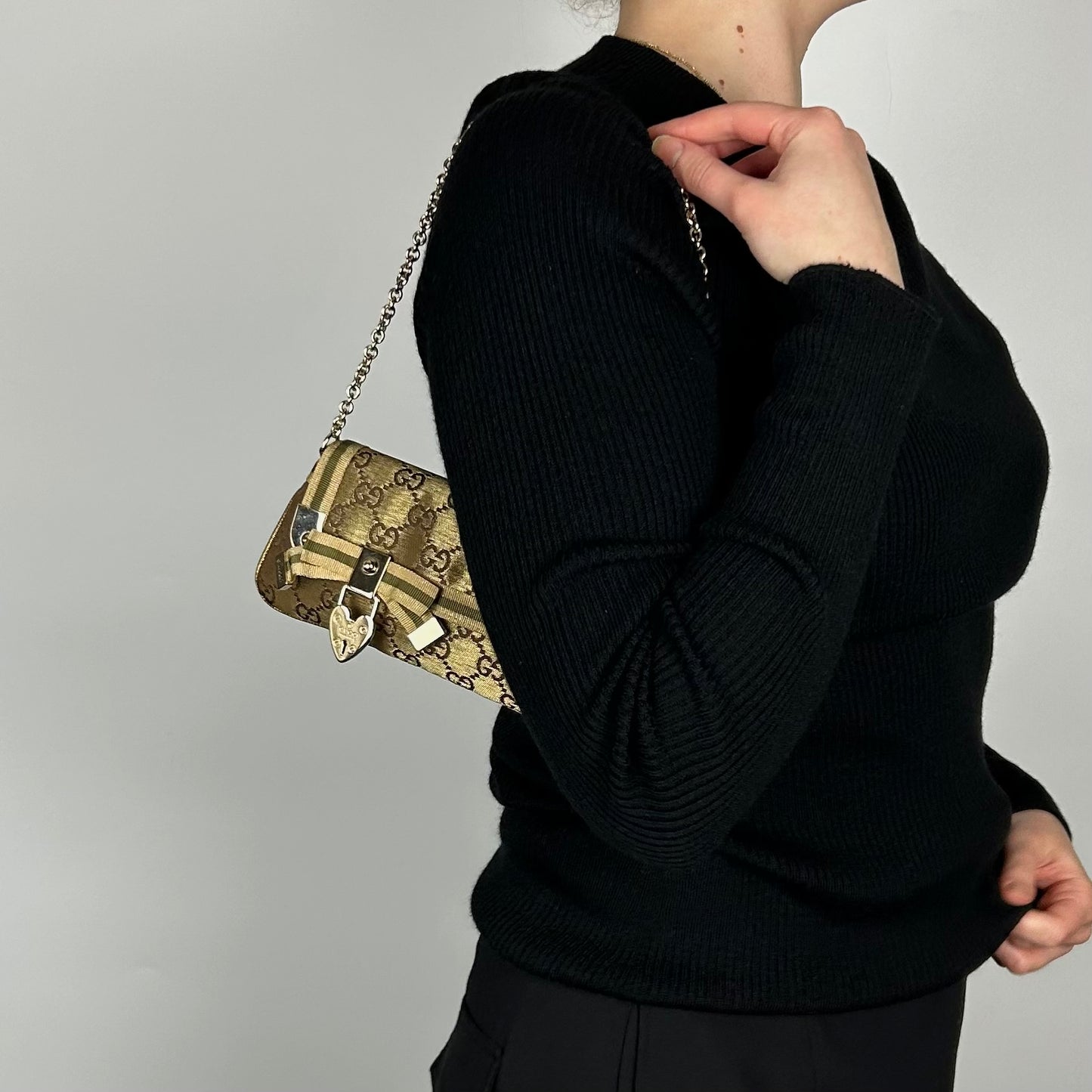 Gucci Monogram Satin Mini Pochette Bag