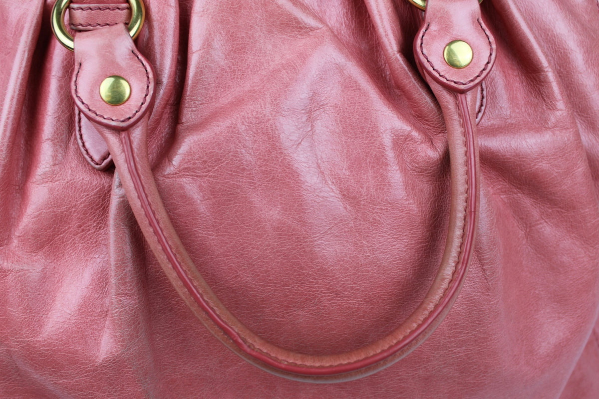 Pre-owned Miu Miu Vitello Lux Pink 2-Way Tote Bag