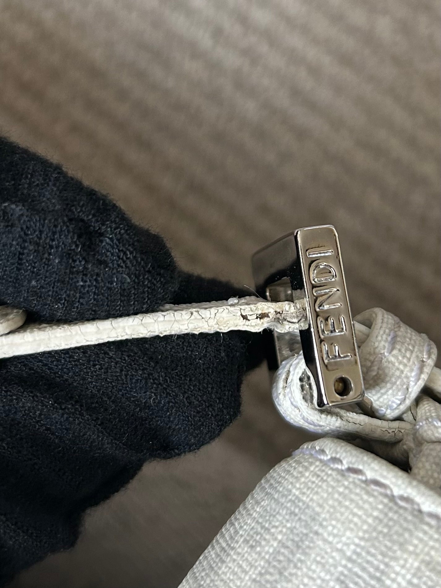 Fendi Zucchino Chain Strap Mini Baguette Bag
