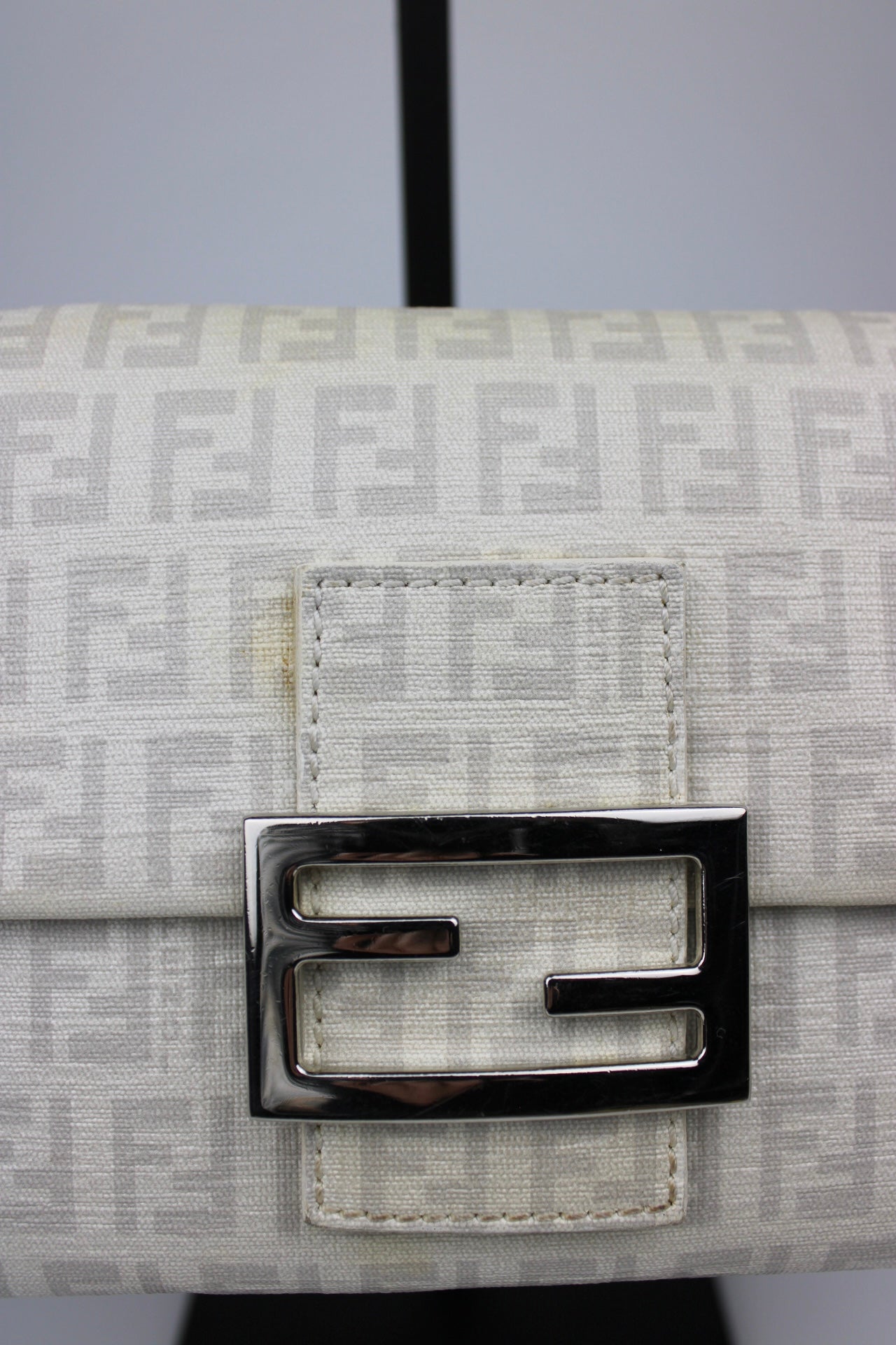 Fendi Zucchino Chain Strap Mini Baguette Bag