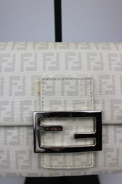 Fendi Zucchino Chain Strap Mini Baguette Bag