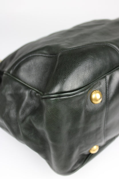 Prada Glacé Calfskin Leather Dark Green Hobo Bag 2007