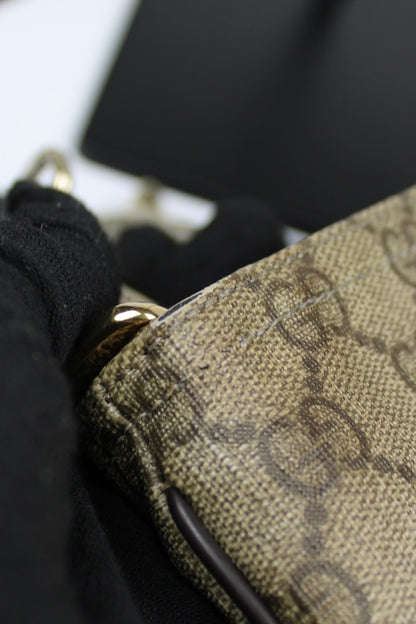 Gucci Monogram Coated Canvas Cross Body Bag (With Gucci Charm)