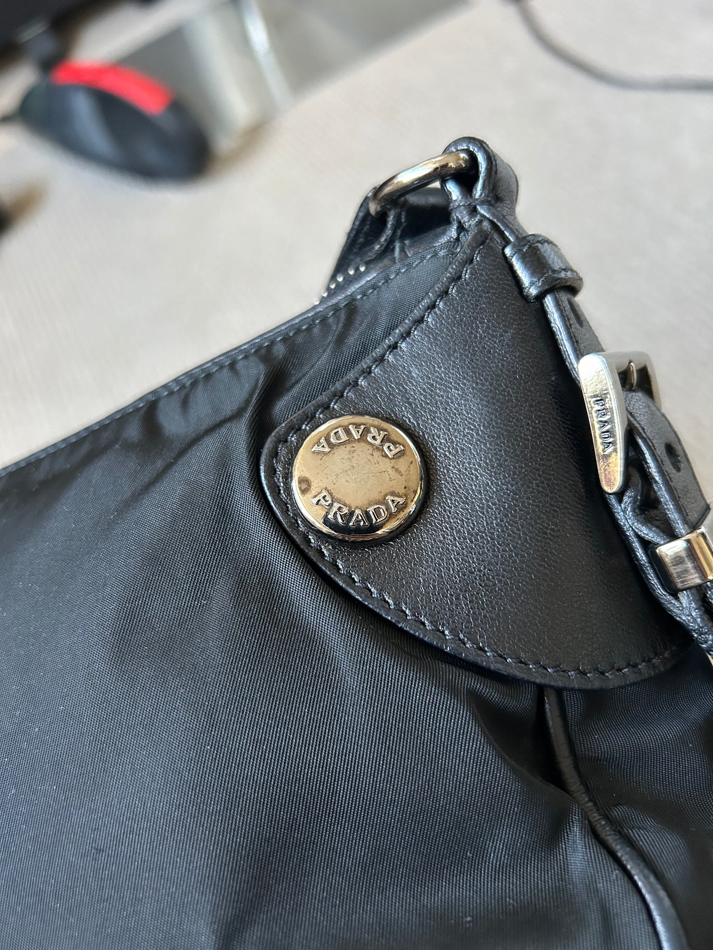 Prada Nylon & Leather Shoulder Bag