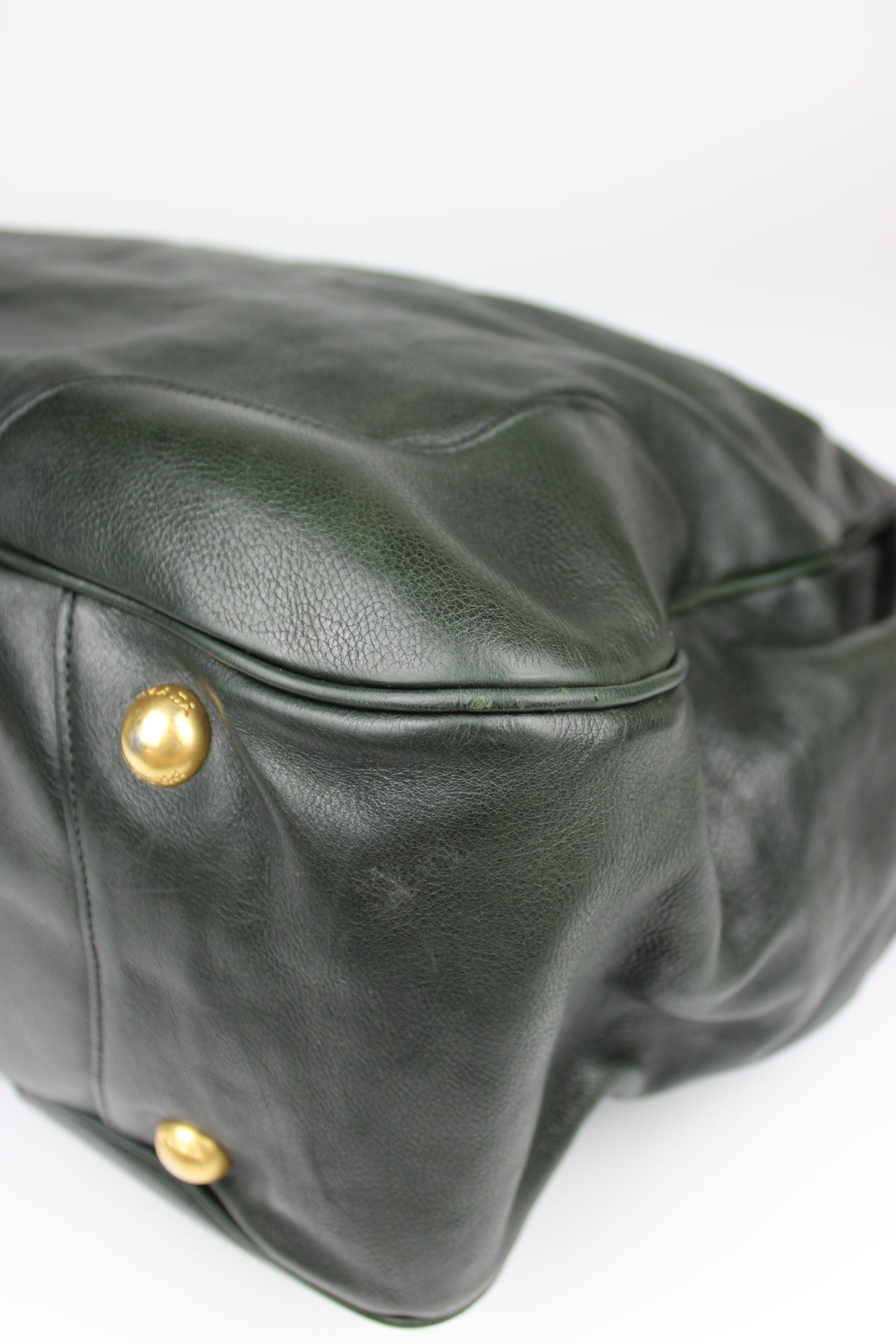 Prada Glacé Calfskin Leather Dark Green Hobo Bag 2007