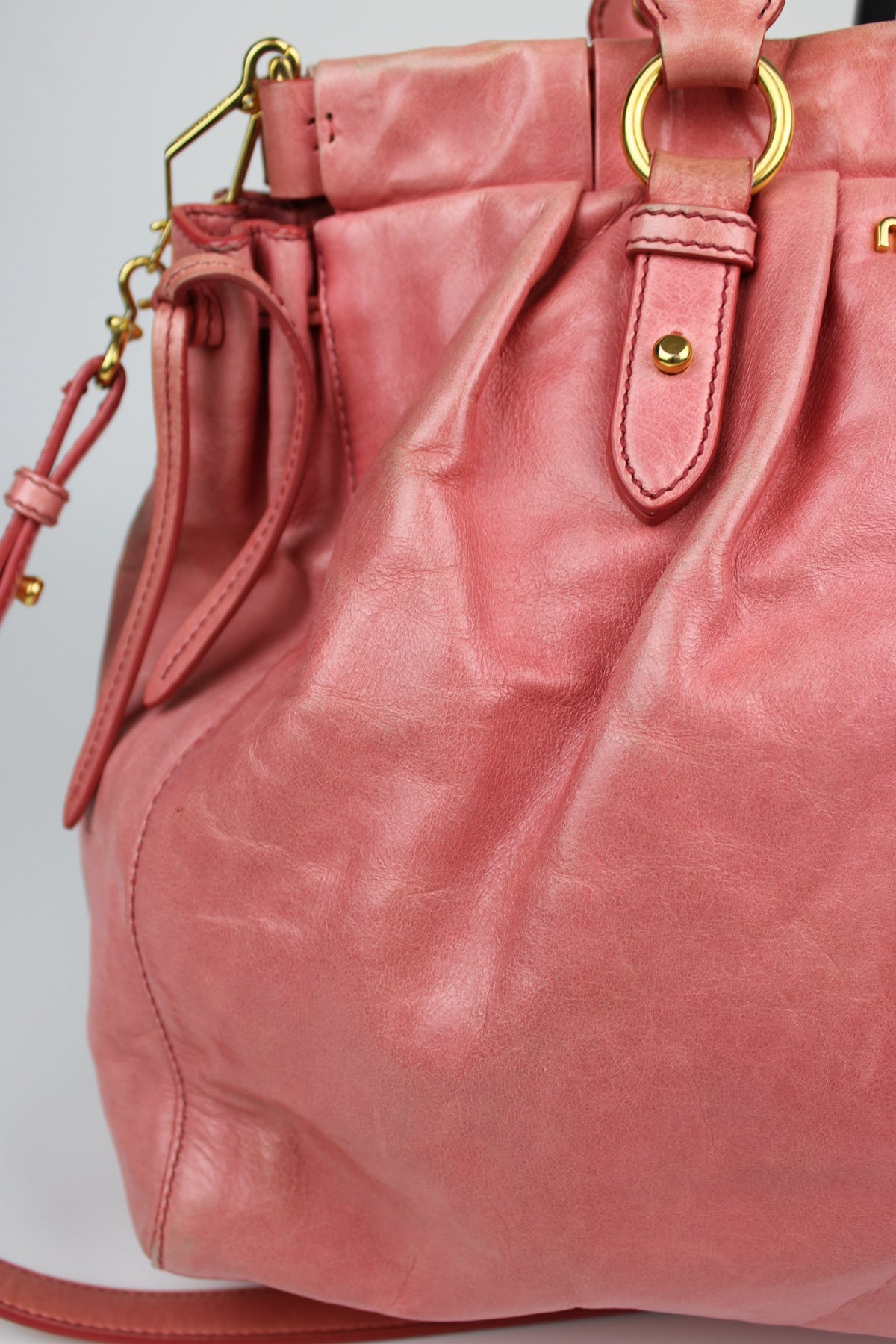 Pre-owned Miu Miu Vitello Lux Pink 2-Way Tote Bag