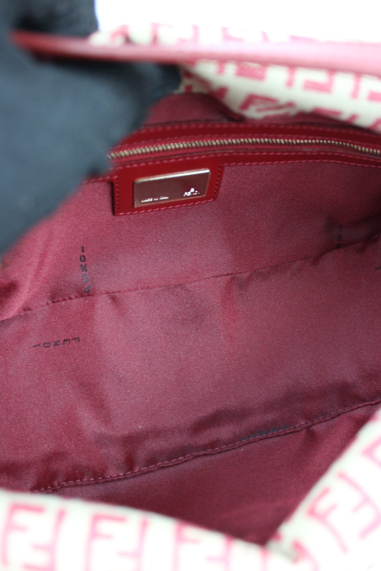 Fendi Zucchino Red Baguette Bag