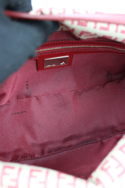 Fendi Zucchino Red Baguette Bag