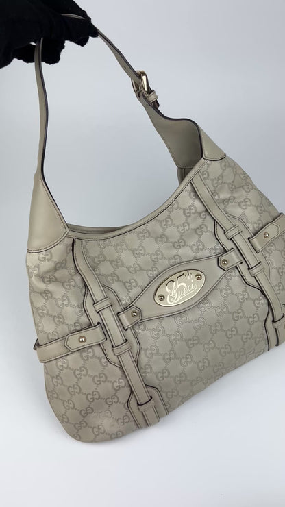Pre-owned Gucci Monogram 85th Anniversary Leather Jackie Bag