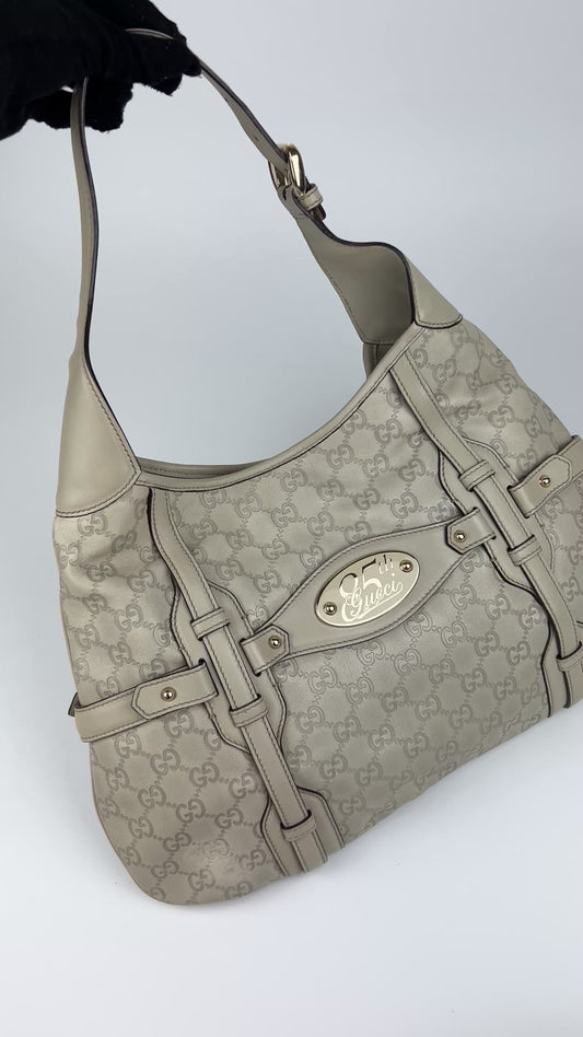 Pre-owned Gucci Monogram 85th Anniversary Leather Jackie Bag