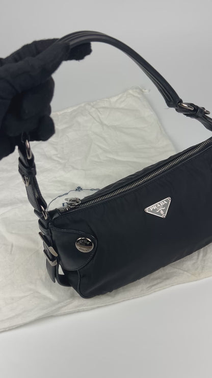 Prada Nylon & Leather Shoulder Bag