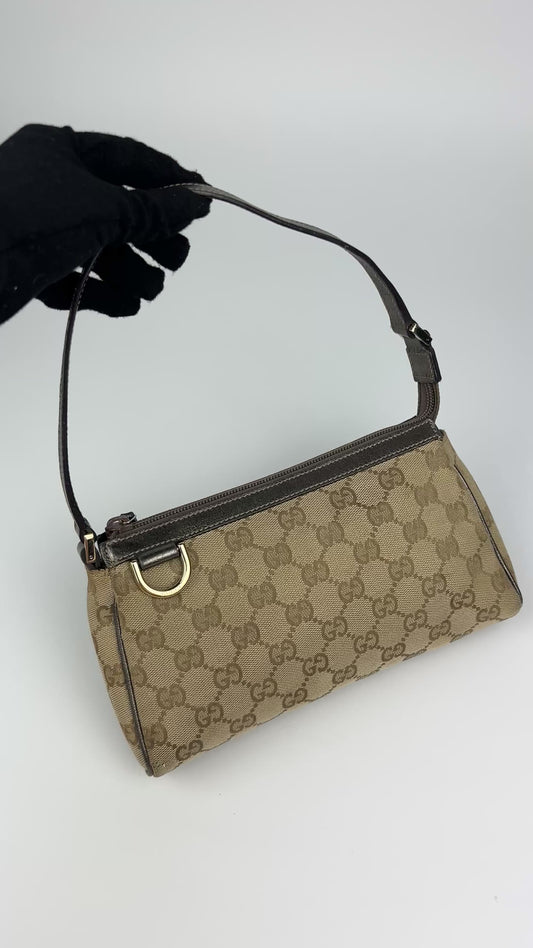 Pre-owned Gucci Monogram Abbey D-Ring Pochette Bag